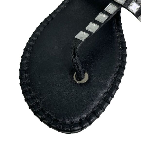 Cole Haan Kalla Thong Flip Flop Sandals Womens 6.5 Black Bejewelled Jewel Bling - Picture 9 of 9